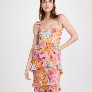 NEW NWT Shopbop WAYF XL With Love Tiered Maxi Dress Pink Hibiscus